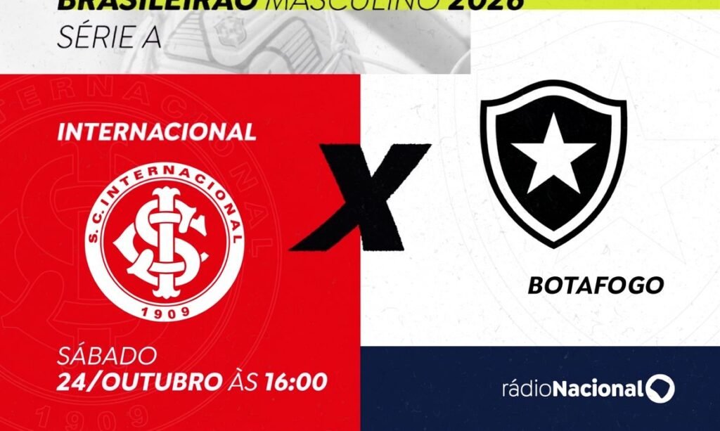Sábado de Brasileirão 2026 com transmissão ao vivo de Internacional e Botafogo na Rádio Nacional